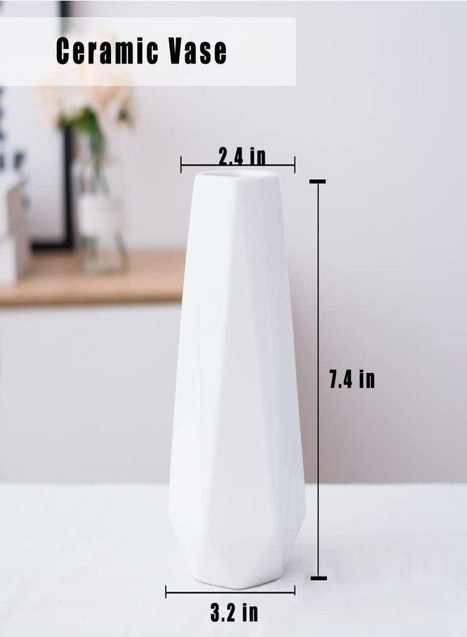 Valemoon Ceramic Vase, 7.4 Inch for Pampas Calla Lily Tulip, Flower Vase Minimalism Style for Modern Table Shelf Home Decor, Fit for Housewarming, Weddings, Birthday, Christmas, Thanksgiving, New Year - Image 2